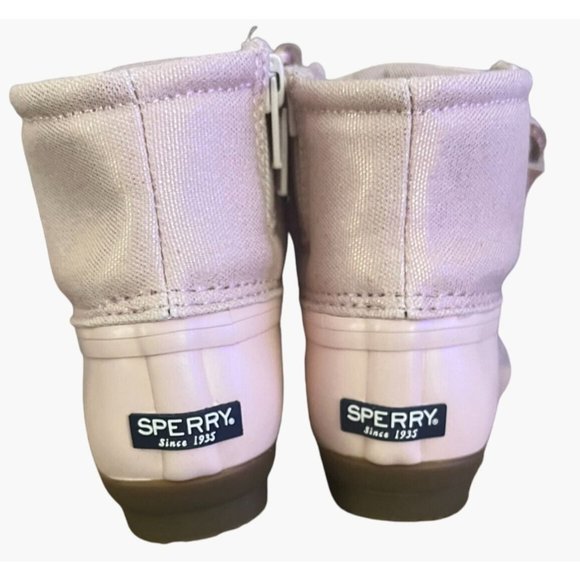 Sperry Saltwater Boots Blush Toddler Girls Size 8 Pink Rose Gold Metallic Water - Picture 10 of 10